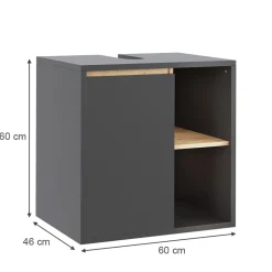 Vicco Waschbeckenunterschrank Grau/Artisan Viola 60x60x46 cm - Unterschrank für das Badezimmer, Leichte Reinigung des Bodens dank wandhängender Montage