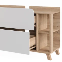 Vicco Waschbeckenunterschrank Sonoma/Weiß Karen 100x65x35 cm - Unterschrank für das Badezimmer, Übersichtliche Aufbewahrung durch großzügige Schublade
