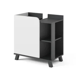 Vicco Waschbeckenunterschrank Anthrazit/Weiß Karen 60x65x35 cm - Unterschrank für das Badezimmer, Grifflose Fronten für eine moderne Optik