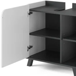 Vicco Waschbeckenunterschrank Anthrazit/Weiß Karen 60x65x35 cm - Unterschrank für das Badezimmer, Grifflose Fronten für eine moderne Optik