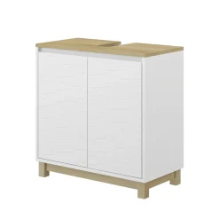 Vicco Waschbeckenunterschrank Weiß Livia 60x60x30 cm - Unterschrank für das Badezimmer, Nutzt den Raum über der Toilette clever aus