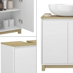 Vicco Waschbeckenunterschrank Weiß Livia 60x60x30 cm - Unterschrank für das Badezimmer, Nutzt den Raum über der Toilette clever aus