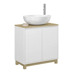 Vicco Waschbeckenunterschrank Weiß Livia 60x60x30 cm - Unterschrank für das Badezimmer, Nutzt den Raum über der Toilette clever aus