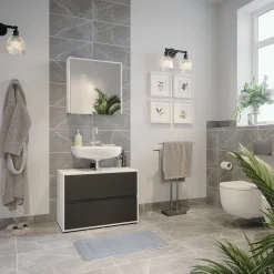 Vicco Waschbeckenunterschrank Weiß/Anthrazit Maltin 80x58x40 cm - Unterschrank Badezimmer, Viel Stauraum oben und unten