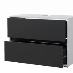 Vicco Waschbeckenunterschrank Weiß/Anthrazit Maltin 80x58x40 cm - Unterschrank Badezimmer, Viel Stauraum oben und unten