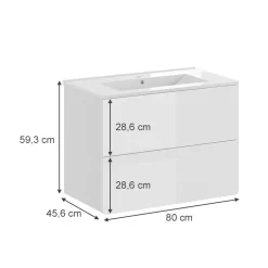 Vicco Waschbeckenunterschrank Weiß Izan, bestehend aus Waschbeckenunterschrank, Waschbecken - Mehr Stauraum ohne Bodenfläche zu nutzen