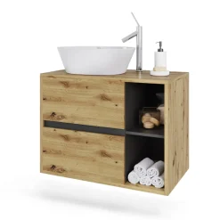 Vicco Waschbeckenunterschrank Artisan/Grau Viola 80x60x46 cm - Unterschrank für das Badezimmer, Leichte Reinigung des Bodens dank wandhängender Montage