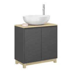 Vicco Waschbeckenunterschrank Anthrazit Livia 60x60x30 cm - Unterschrank für das Badezimmer, Nutzt den Raum über der Toilette clever aus