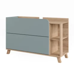 Vicco Waschbeckenunterschrank Sonoma/Blau Karen 100x65x35 cm - Unterschrank für das Badezimmer, Übersichtliche Aufbewahrung durch großzügige Schublade