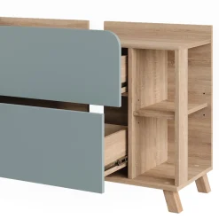 Vicco Waschbeckenunterschrank Sonoma/Blau Karen 100x65x35 cm - Unterschrank für das Badezimmer, Übersichtliche Aufbewahrung durch großzügige Schublade