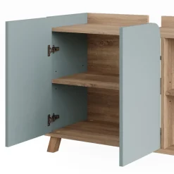 Vicco Waschbeckenunterschrank Sonoma/Blau Karen 80x65x35 cm - Unterschrank für das Badezimmer, Grifflose Fronten für eine moderne Optik