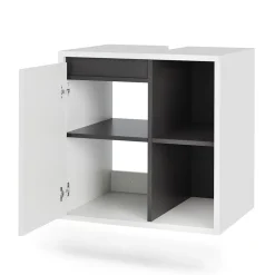 Vicco Waschbeckenunterschrank Weiß/Grau Viola 60x60x46 cm - Unterschrank für das Badezimmer, Leichte Reinigung des Bodens dank wandhängender Montage