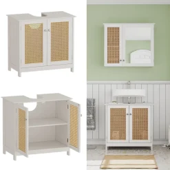 Vicco Waschbeckenunterschrank Weiß Rosario 60x58x35 cm - Unterschrank für das Badezimmer, Viel Stauraum oben und unten