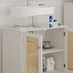 Vicco Waschbeckenunterschrank Weiß Rosario 60x58x35 cm - Unterschrank für das Badezimmer, Viel Stauraum oben und unten