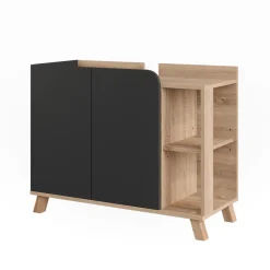 Vicco Waschbeckenunterschrank Sonoma/Anthrazit Karen 80x65x35 cm - Unterschrank für das Badezimmer, Grifflose Fronten für eine moderne Optik