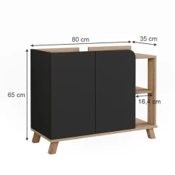 Vicco Waschbeckenunterschrank Sonoma/Anthrazit Karen 80x65x35 cm - Unterschrank für das Badezimmer, Grifflose Fronten für eine moderne Optik
