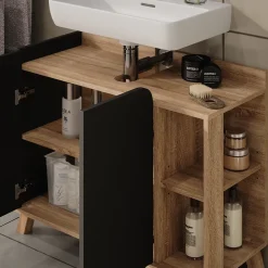 Vicco Waschbeckenunterschrank Sonoma/Anthrazit Karen 80x65x35 cm - Unterschrank für das Badezimmer, Grifflose Fronten für eine moderne Optik