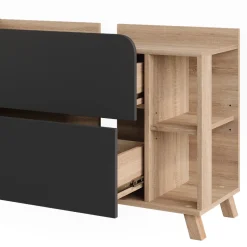 Vicco Waschbeckenunterschrank Sonoma/Anthrazit Karen 100x65x35 cm - Unterschrank für das Badezimmer, Übersichtliche Aufbewahrung durch großzügige Schublade