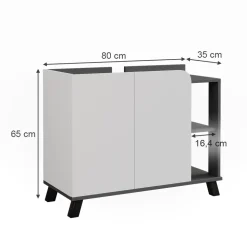 Vicco Waschbeckenunterschrank Anthrazit/Weiß Karen 80x65x35 cm - Unterschrank für das Badezimmer, Grifflose Fronten für eine moderne Optik
