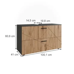 Vicco Waschbeckenunterschrank Anthrazit/Artisan Irma 100x61x41 cm - Unterschrank für das Badezimmer, Zusätzlicher Stauraum direkt unter dem Waschbecken