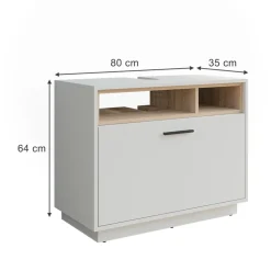 Vicco Waschbeckenunterschrank "Beatrice", Weiß/Sonoma, 80 x 64 cm mit Schublade