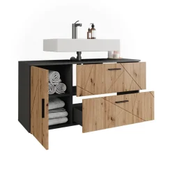 Vicco Waschbeckenunterschrank Anthrazit/Artisan Irma 120x61x41 cm - Unterschrank für das Badezimmer, Zusätzlicher Stauraum direkt unter dem Waschbecken