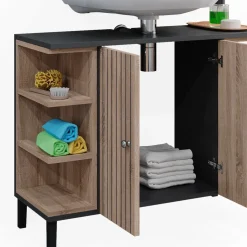 Vicco Waschbeckenunterschrank Sonoma Aquis 80x64x32 cm - Unterschrank für das Badezimmer, Kombination aus offenen Fächern und Türen für flexible Nutzung