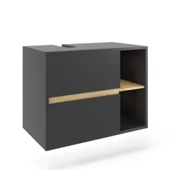 Vicco Waschbeckenunterschrank Grau/Artisan Viola 80x60x46 cm - Unterschrank für das Badezimmer, Leichte Reinigung des Bodens dank wandhängender Montage