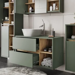 Vicco Waschbeckenunterschrank Grün/Artisan Viola 100x60x46 cm - Unterschrank für das Badezimmer, Leichte Reinigung des Bodens dank wandhängender Montage