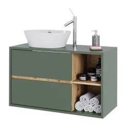 Vicco Waschbeckenunterschrank Grün/Artisan Viola 100x60x46 cm - Unterschrank für das Badezimmer, Leichte Reinigung des Bodens dank wandhängender Montage