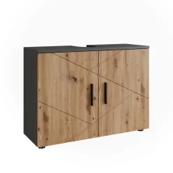 Vicco Waschtischunterschrank Anthrazit/Artisan Irma 80x59x30 cm - Unterschrank für das Badezimmer, Zusätzlicher Stauraum direkt unter dem Waschbecken