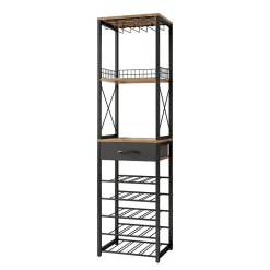 Vicco Weinregal Porto, offener Küchenschrank, Eiche rustikal, 40 x 147.5 cm mit Schublade