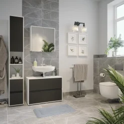 Vicco Wäscheschrank Weiß Maltin 30x189x30 cm - Hochschrank, Viel Stauraum oben und unten