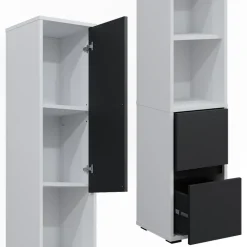 Vicco Wäscheschrank Weiß Maltin 30x189x30 cm - Hochschrank, Viel Stauraum oben und unten