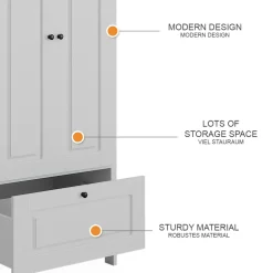 Vitalispa Kinderkleiderschrank Weiß Ajaton - 83x187x53 cm hergestellt aus Spanplatte - Kinderregal für Kinder und Teenager, für eine strukturierte und sichere Lagerung
