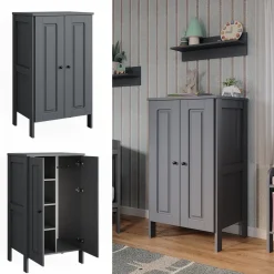 Vitalispa Kinderkleiderschrank Grau Ajaton - 70x121x53 cm aus Spanplatte - Kinderregal für Kinder und Teenager, praktische Lösung für gut organisierte Räume