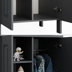 Vitalispa Kinderkleiderschrank Grau Ajaton - 70x121x53 cm aus Spanplatte - Kinderregal für Kinder und Teenager, praktische Lösung für gut organisierte Räume