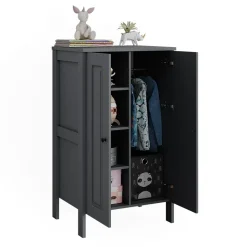 Vitalispa Kinderkleiderschrank Grau Ajaton - 70x121x53 cm aus Spanplatte - Kinderregal für Kinder und Teenager, praktische Lösung für gut organisierte Räume