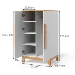 Vitalispa Kinderkleiderschrank Weiß/Artisan 70 x 120 cm, Malia