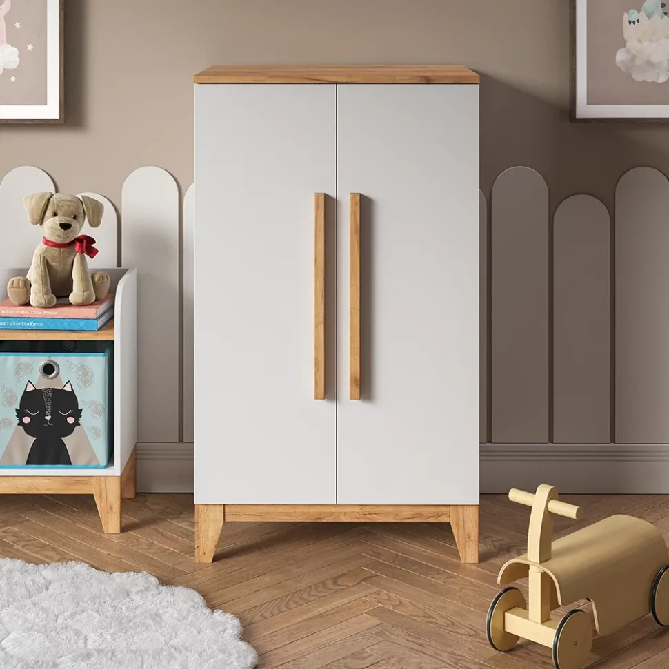 Vitalispa Kinderkleiderschrank Weiß/Artisan 70 x 120 cm, Malia