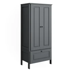 Vitalispa Kinderkleiderschrank Grau Ajaton - 83x187x53 cm hergestellt aus Spanplatte - Kinderregal für Kinder und Teenager, für eine strukturierte und sichere Lagerung