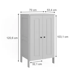 Vitalispa Kinderkleiderschrank Weiß Ajaton - 70x121x53 cm aus Spanplatte - Kinderregal für Kinder und Teenager, praktische Lösung für gut organisierte Räume