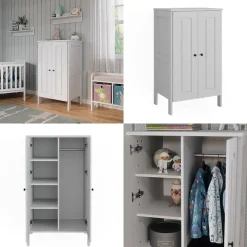 Vitalispa Kinderkleiderschrank Weiß Ajaton - 70x121x53 cm aus Spanplatte - Kinderregal für Kinder und Teenager, praktische Lösung für gut organisierte Räume