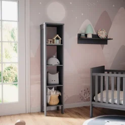 Vitalispa Kinderregal Grau Ajaton - 35x160x31 cm gefertigt aus Spanplatte - Bücherregal ideal fürs Kinderzimmer, bietet schnellen Zugriff auf Ihre Lieblingssachen