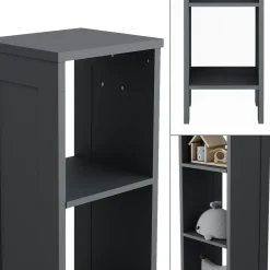 Vitalispa Kinderregal Grau Ajaton - 35x160x31 cm gefertigt aus Spanplatte - Bücherregal ideal fürs Kinderzimmer, bietet schnellen Zugriff auf Ihre Lieblingssachen