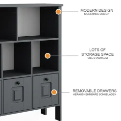 Vitalispa Kinderregal Grau Ajaton - 104x113x33 cm hergestellt aus Spanplatte - Bücherregal ideal fürs Kinderzimmer, Funktional und zuverlässig – dein täglicher Ordnungshelfer