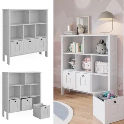Vitalispa Kinderregal Weiß Ajaton - 104x113x33 cm hergestellt aus Spanplatte - Bücherregal ideal fürs Kinderzimmer, Funktional und zuverlässig – dein täglicher Ordnungshelfer