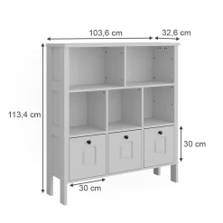Vitalispa Kinderregal Weiß Ajaton - 104x113x33 cm hergestellt aus Spanplatte - Bücherregal ideal fürs Kinderzimmer, Funktional und zuverlässig – dein täglicher Ordnungshelfer