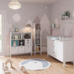 Vitalispa Kinderregal Weiß Ajaton - 104x113x33 cm hergestellt aus Spanplatte - Bücherregal ideal fürs Kinderzimmer, Funktional und zuverlässig – dein täglicher Ordnungshelfer