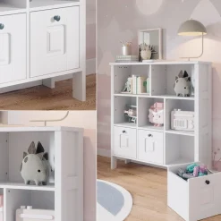 Vitalispa Kinderregal Weiß Ajaton - 104x113x33 cm hergestellt aus Spanplatte - Bücherregal ideal fürs Kinderzimmer, Funktional und zuverlässig – dein täglicher Ordnungshelfer